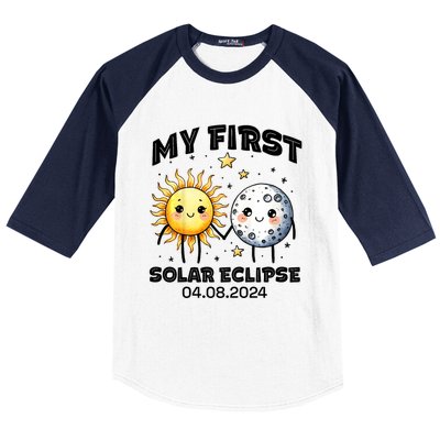 My First Solar Eclipse Boy Girl 2024 Solar Eclipse Baseball Sleeve Shirt