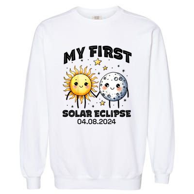 My First Solar Eclipse Boy Girl 2024 Solar Eclipse Garment-Dyed Sweatshirt