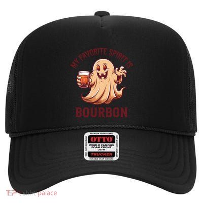 My Favorite Spirit Is Bourbon Bourbon Lover Gifts High Crown Mesh Back Trucker Hat