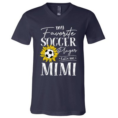 My Favorite Soccer Player Calls Me Mimi Sunflower V-Neck T-Shirt