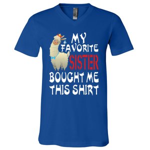 My Favorite Sister Bought Me This Funny Gift Christmas Llama Gift V-Neck T-Shirt