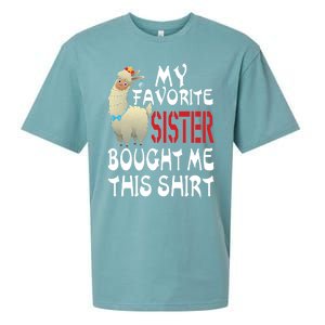 My Favorite Sister Bought Me This Funny Gift Christmas Llama Gift Sueded Cloud Jersey T-Shirt