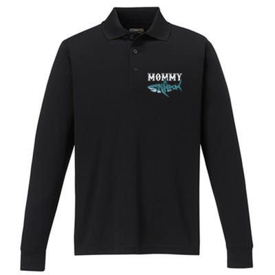 Mommy Funny Shark Family Matching Shark Lover Ocean Animal Cool Gift Performance Long Sleeve Polo