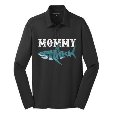 Mommy Funny Shark Family Matching Shark Lover Ocean Animal Cool Gift Silk Touch Performance Long Sleeve Polo