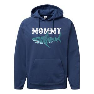 Mommy Funny Shark Family Matching Shark Lover Ocean Animal Cool Gift Performance Fleece Hoodie