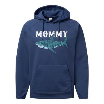 Mommy Funny Shark Family Matching Shark Lover Ocean Animal Cool Gift Performance Fleece Hoodie