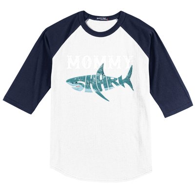 Mommy Funny Shark Family Matching Shark Lover Ocean Animal Cool Gift Baseball Sleeve Shirt