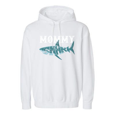 Mommy Funny Shark Family Matching Shark Lover Ocean Animal Cool Gift Garment-Dyed Fleece Hoodie