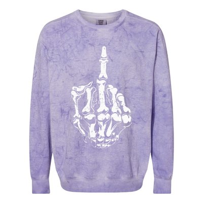 Middle Finger Skeleton Hand Halloween Costume for Adults Colorblast Crewneck Sweatshirt