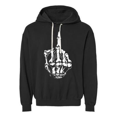 Middle Finger Skeleton Hand Halloween Costume for Adults Garment-Dyed Fleece Hoodie