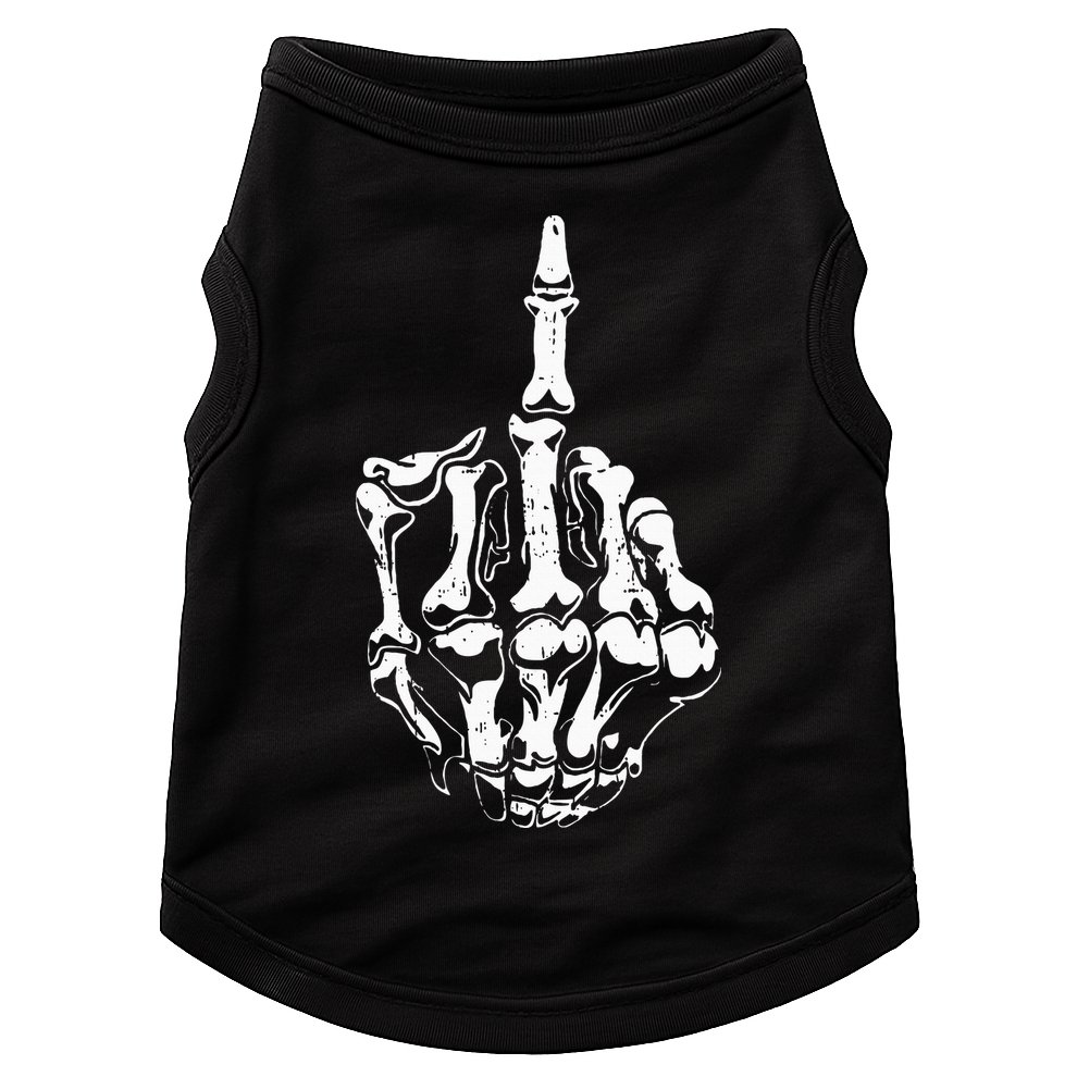 Middle Finger Skeleton Hand Halloween Costume for Adults Doggie Tank