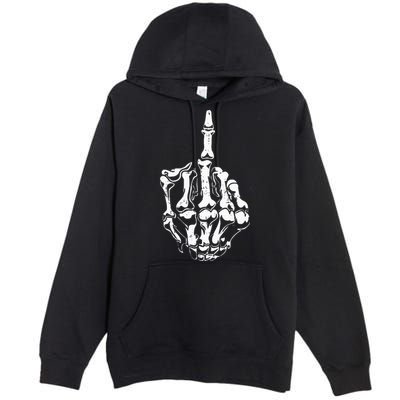 Middle Finger Skeleton Hand Halloween Costume for Adults Premium Pullover Hoodie