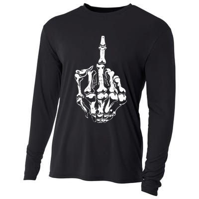 Middle Finger Skeleton Hand Halloween Costume for Adults Cooling Performance Long Sleeve Crew