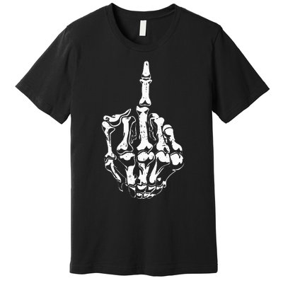 Middle Finger Skeleton Hand Halloween Costume for Adults Premium T-Shirt