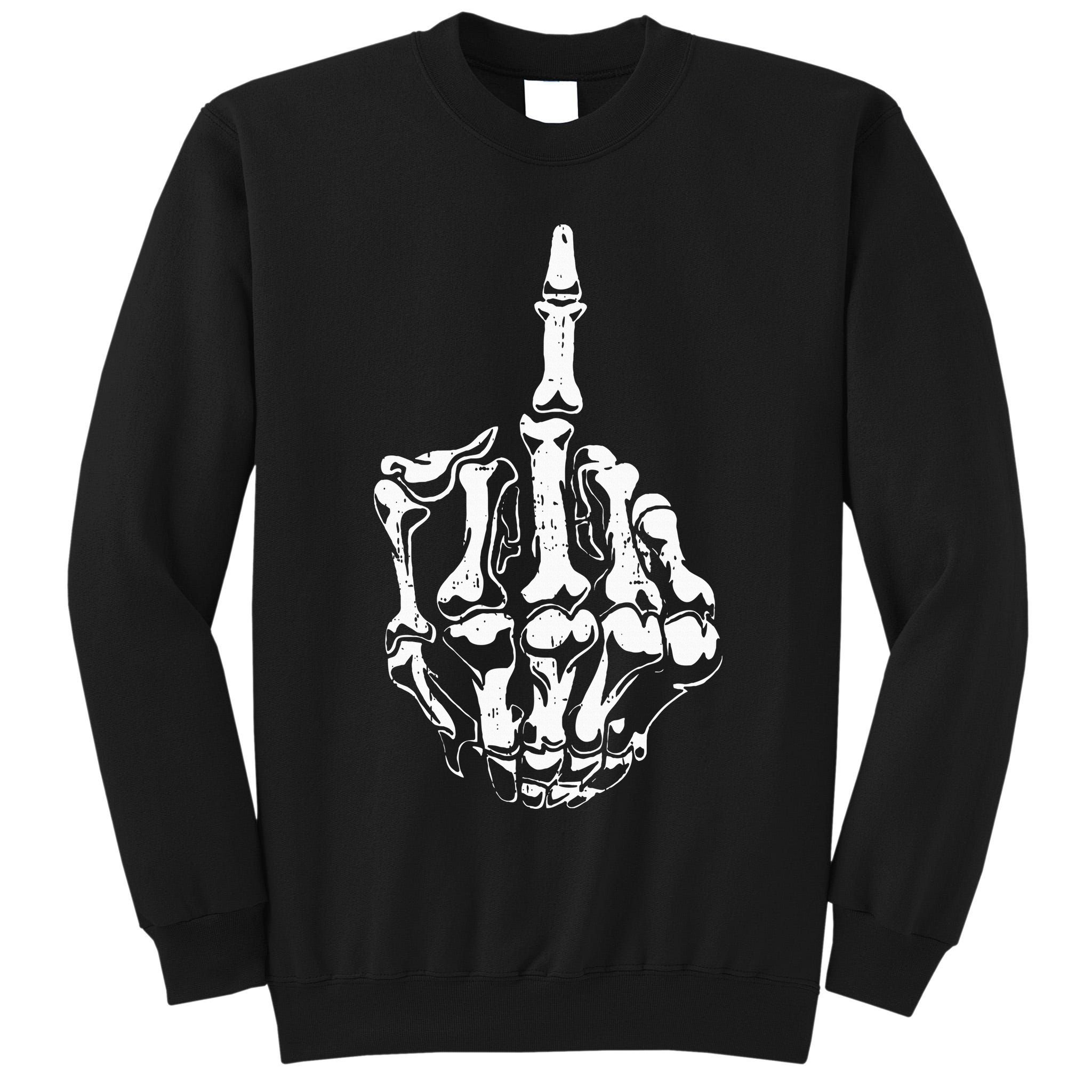Middle Finger Skeleton Hand Halloween Costume for Adults Tall Sweatshirt