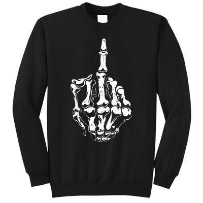 Middle Finger Skeleton Hand Halloween Costume for Adults Tall Sweatshirt