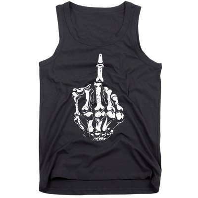 Middle Finger Skeleton Hand Halloween Costume for Adults Tank Top