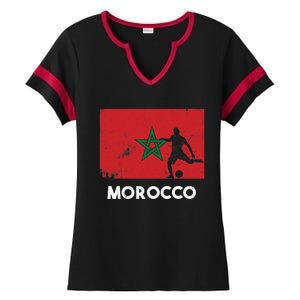 Morocco Flag Soccer Football Jersey Morocco Fan Ladies Halftime Notch Neck Tee