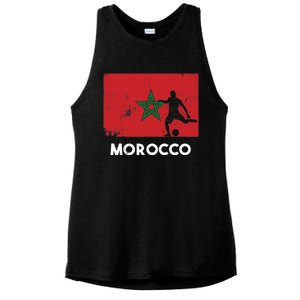 Morocco Flag Soccer Football Jersey Morocco Fan Ladies PosiCharge Tri-Blend Wicking Tank