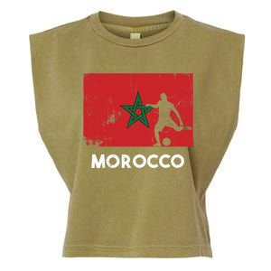 Morocco Flag Soccer Football Jersey Morocco Fan Garment-Dyed Women's Muscle Tee