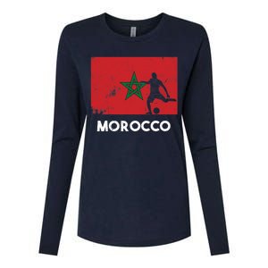 Morocco Flag Soccer Football Jersey Morocco Fan Womens Cotton Relaxed Long Sleeve T-Shirt