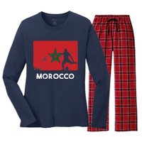 Morocco Flag Soccer Football Jersey Morocco Fan Women's Long Sleeve Flannel Pajama Set 