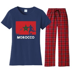 Morocco Flag Soccer Football Jersey Morocco Fan Women's Flannel Pajama Set