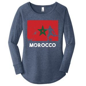 Morocco Flag Soccer Football Jersey Morocco Fan Women's Perfect Tri Tunic Long Sleeve Shirt