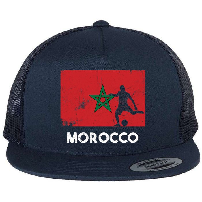 Morocco Flag Soccer Football Jersey Morocco Fan Flat Bill Trucker Hat