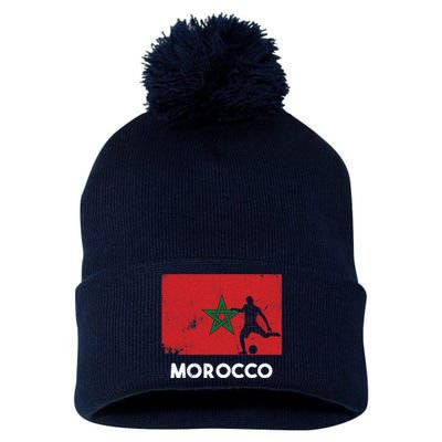 Morocco Flag Soccer Football Jersey Morocco Fan Pom Pom 12in Knit Beanie