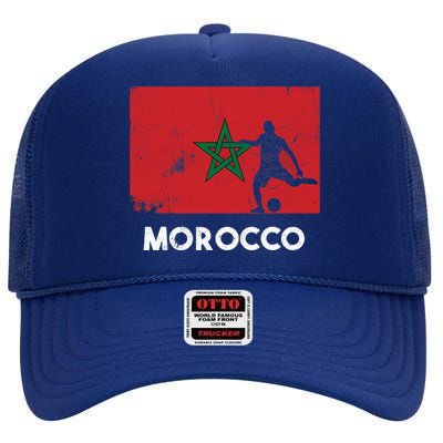 Morocco Flag Soccer Football Jersey Morocco Fan High Crown Mesh Back Trucker Hat