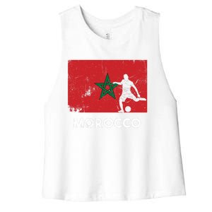 Morocco Flag Soccer Football Jersey Morocco Fan Women's Racerback Cropped Tank