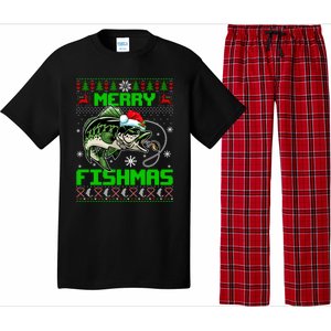 Merry Fishmas Santa Bass Fish Christmas Fishing Ugly Sweater Meaningful Gift Pajama Set