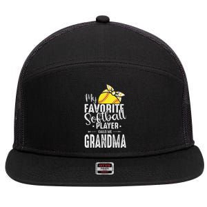 My Favorite Softball Player Calls Me Grandma 7 Panel Mesh Trucker Snapback Hat