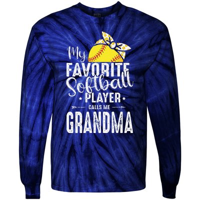 My Favorite Softball Player Calls Me Grandma Tie-Dye Long Sleeve Shirt