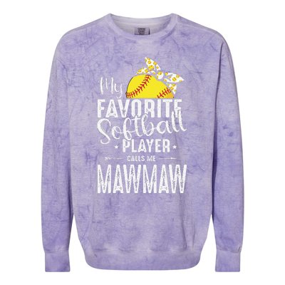 My Favorite Softball Player Calls Me Mawmaw Colorblast Crewneck Sweatshirt