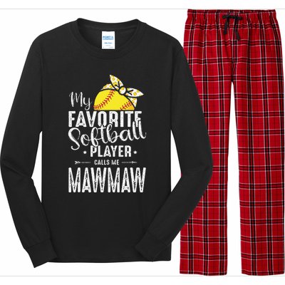 My Favorite Softball Player Calls Me Mawmaw Long Sleeve Pajama Set