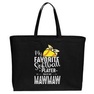 My Favorite Softball Player Calls Me Mawmaw Cotton Canvas Jumbo Tote