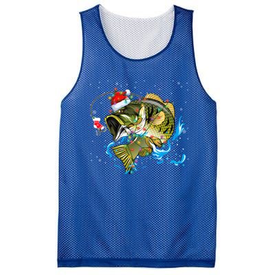 Merry Fishmas Santa Fishing Rods Christmas Tree Lights Xmas Gift Mesh Reversible Basketball Jersey Tank