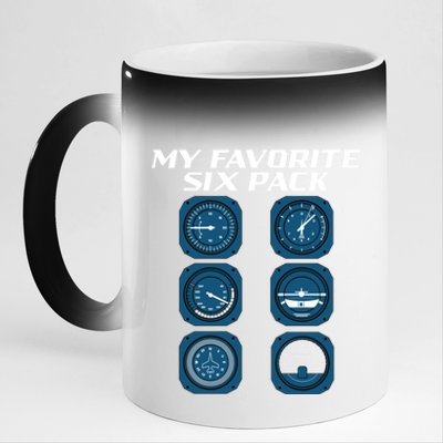 My Favorite Six Pack Navigation Aeroplane Aircraft Sky Pilot Meaningful Gift 11oz Black Color Changing Mug