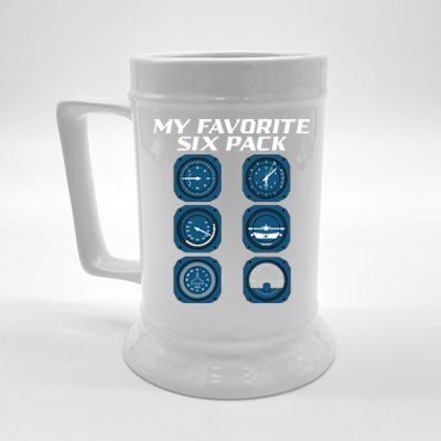 My Favorite Six Pack Navigation Aeroplane Aircraft Sky Pilot Meaningful Gift Beer Stein