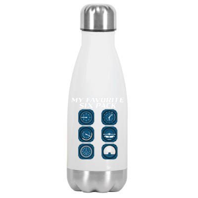 My Favorite Six Pack Navigation Aeroplane Aircraft Sky Pilot Meaningful Gift Stainless Steel Insulated Water Bottle