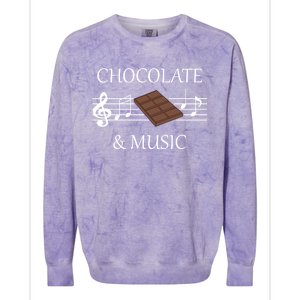 Musician Funny Saying Chocolate And Music Notes Gift Colorblast Crewneck Sweatshirt