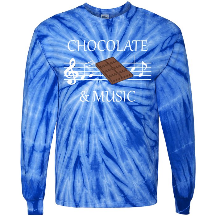 Musician Funny Saying Chocolate And Music Notes Gift Tie-Dye Long Sleeve Shirt