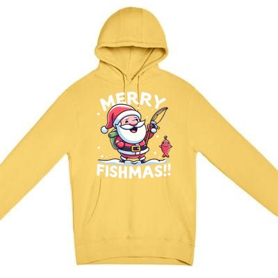 Merry Fishmas SantaS Christmas Camping And Fishing Frenzy Gift Premium Pullover Hoodie