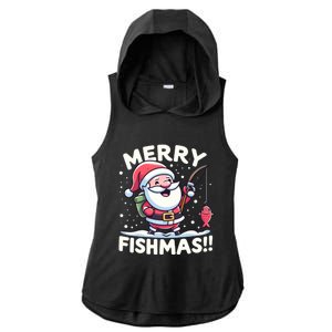 Merry Fishmas SantaS Christmas Camping And Fishing Frenzy Gift Ladies PosiCharge Tri-Blend Wicking Draft Hoodie Tank