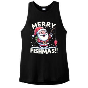 Merry Fishmas SantaS Christmas Camping And Fishing Frenzy Gift Ladies PosiCharge Tri-Blend Wicking Tank