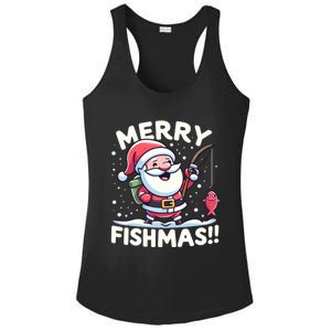 Merry Fishmas SantaS Christmas Camping And Fishing Frenzy Gift Ladies PosiCharge Competitor Racerback Tank