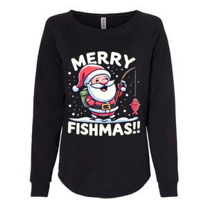 Merry Fishmas SantaS Christmas Camping And Fishing Frenzy Gift Womens California Wash Sweatshirt