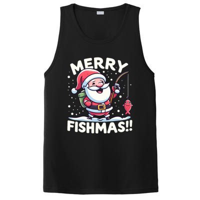 Merry Fishmas SantaS Christmas Camping And Fishing Frenzy Gift PosiCharge Competitor Tank